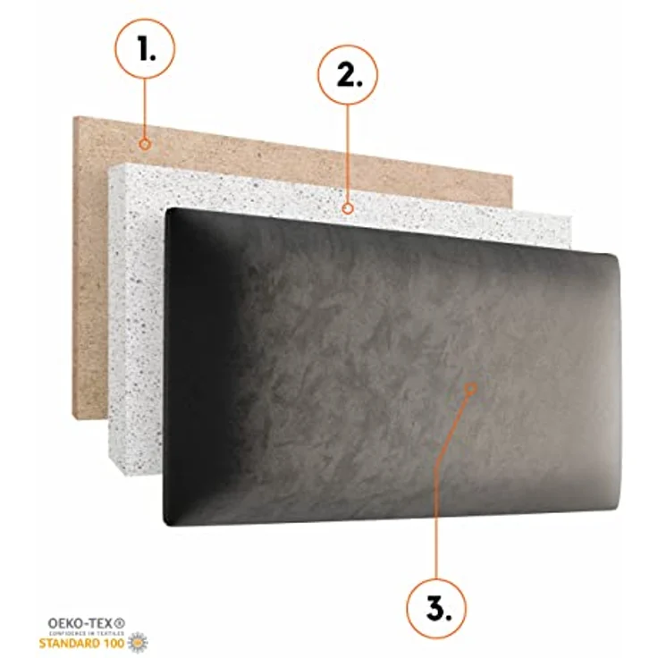 Muralo Samt Wandkissen Stoff Polsterpaneel Schlafzimmer Wohnzimmer Bett Wandpolster Bettkopfteil Lendekissen Modern Luxus Gepolstert Polster Paneel (Beige, 60x15 cm) – Bild 7