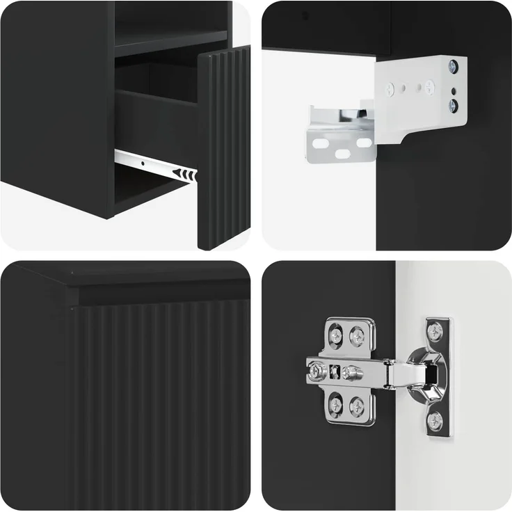 vidaXL Badezimmerschrank-Set 3 stk. Schwarz 161,5 x 44,5 x 80 cm 3405728 – Bild 8
