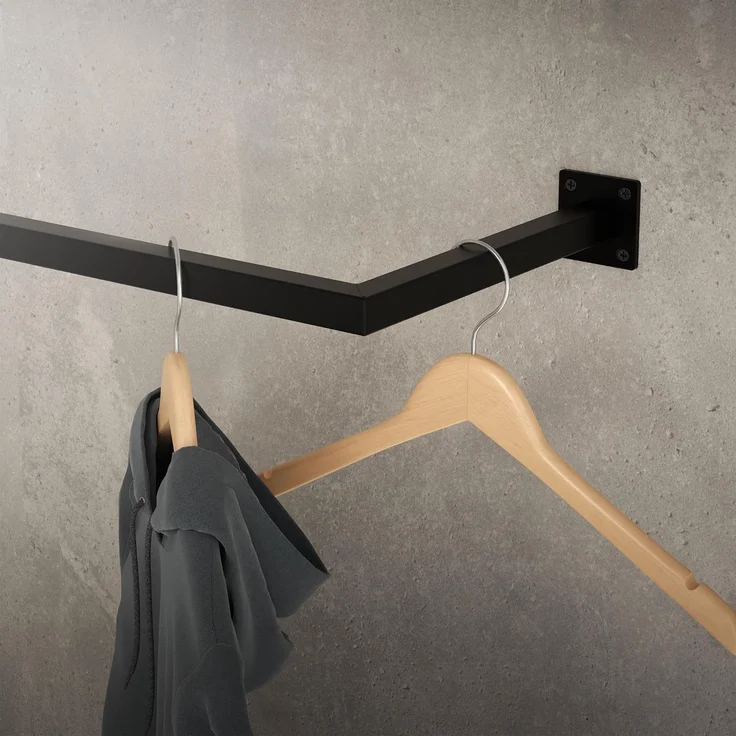 ML-DESIGN Kleiderstange Wandgarderobe Rechteck für die Wand aus Stahl inkl. Montagematerial (1 St), Garderobenstange 90x30 cm Schwarz U-Form Kleiderständer Kleidergestell – Bild 7