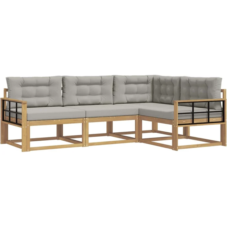 vidaXL Outdoor-Sofagarnitur 4 stk. Weiß und Hellgrau 3386385 – Bild 2