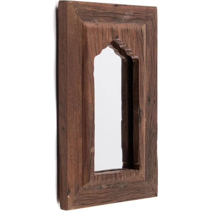 Wandspiegel Sara 40x25 cm, Mahagoni Massivholz dunkelbraun