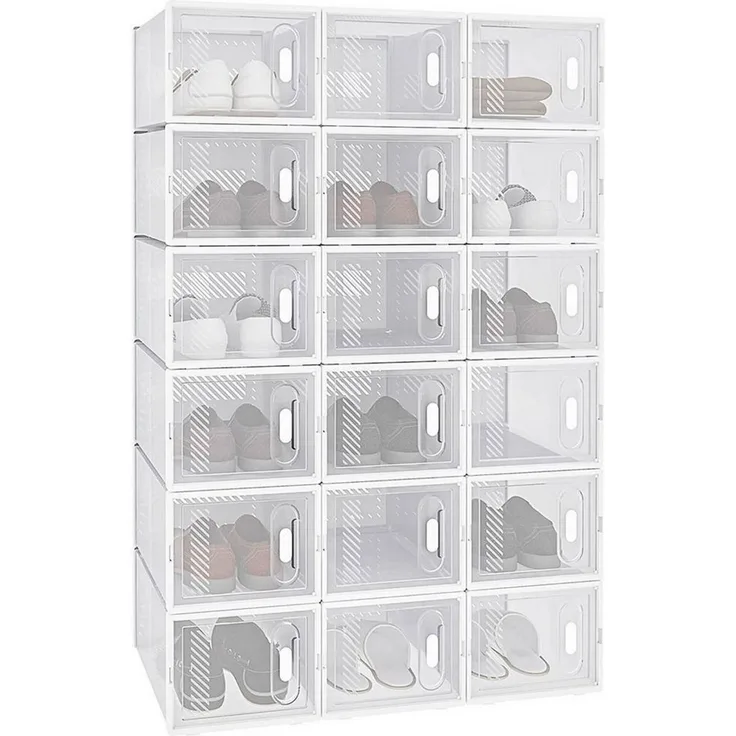 Woltu Schuhbox (18 St), mit Magnetverschluss DIY Steckregal aus Kunststoff