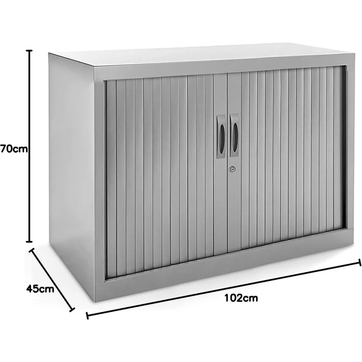 Rocada | Metallschrank | Aktenschrank für Büromöbel | Rollladentüren und Regale höhenverstellbar | Schränke mit Schloss | 102 x 45 x 70 cm - Grau – Bild 2