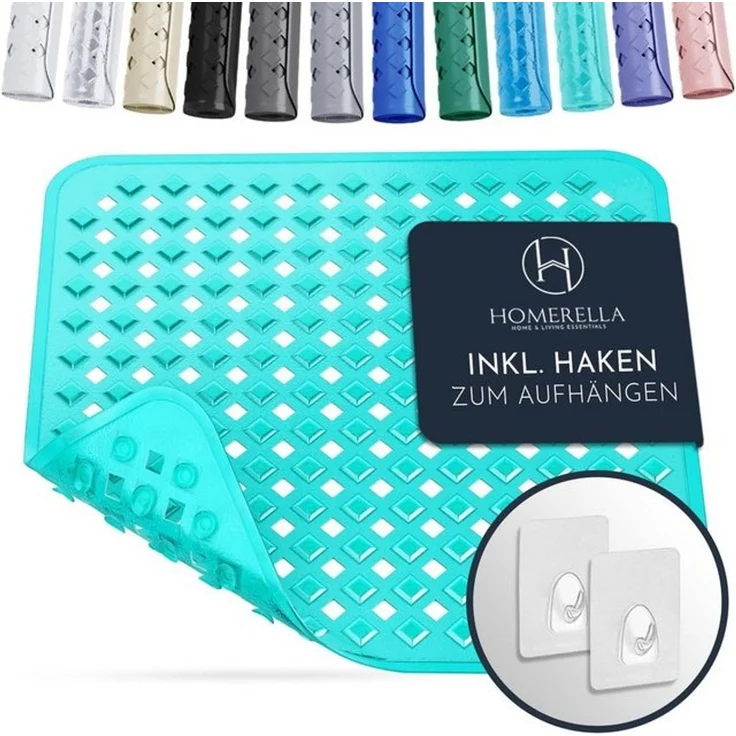 Homerella Duschmatte rutschfest Kinder - 100% BPA frei Inkl. 2 Haken zum Aufhängen 53x53cm, Antirutschmatte Dusche Baby hautintensiv & schimmelresistent, - Duscheinlage maschinenwaschbar – Bild 4