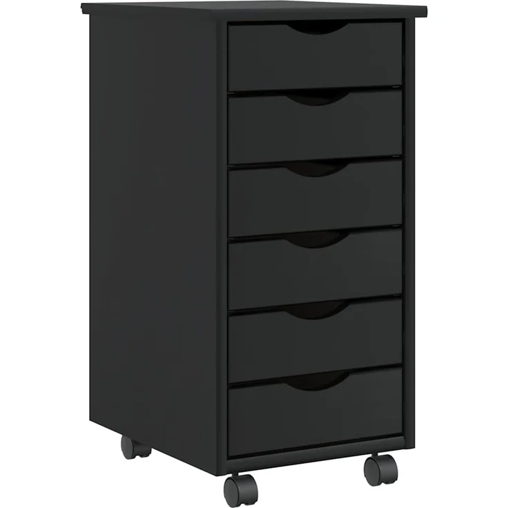 vidaXL Rollschrank mit Schubladen MOSS Schwarz Massivholz Kiefer 4015782 – Bild 1