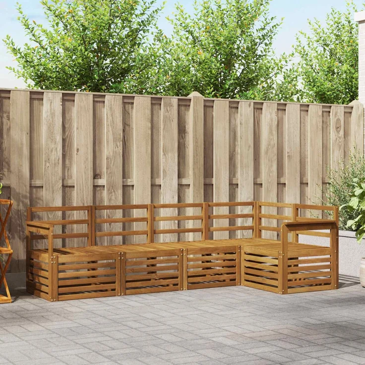 vidaXL Outdoor-Sofagarnitur 5 stk. 5-Sitzer Natur Massivholz Akazie 3374794 – Bild 1