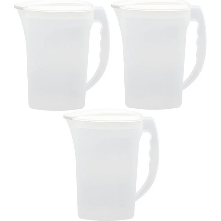 Engelland Wasserkrug Getränkekkrug mit Füllskala und abnehmbarem Deckel, (Vorteils-Set, 3-tlg, 2 Liter Fassungsvermögen je Krug), BPA-frei, frostbeständig, spülmaschinengeeignet, Kühlschrankkrug – Bild 2
