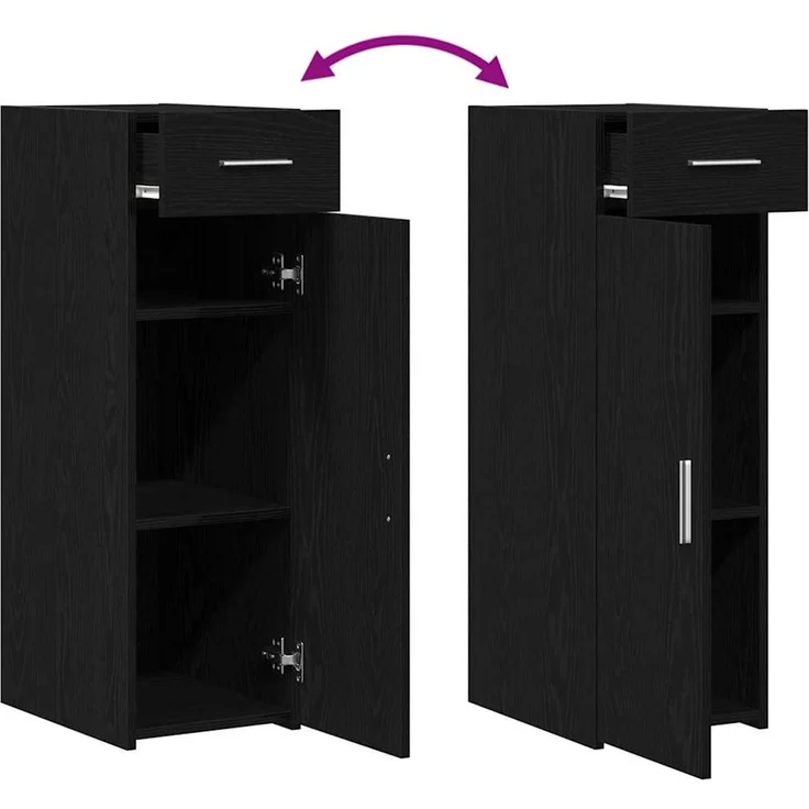 vidaXL Sideboard mit Schubladen Schwarz Eichen-Optik 30 x 42,5 x 93 cm 868751 – Bild 11