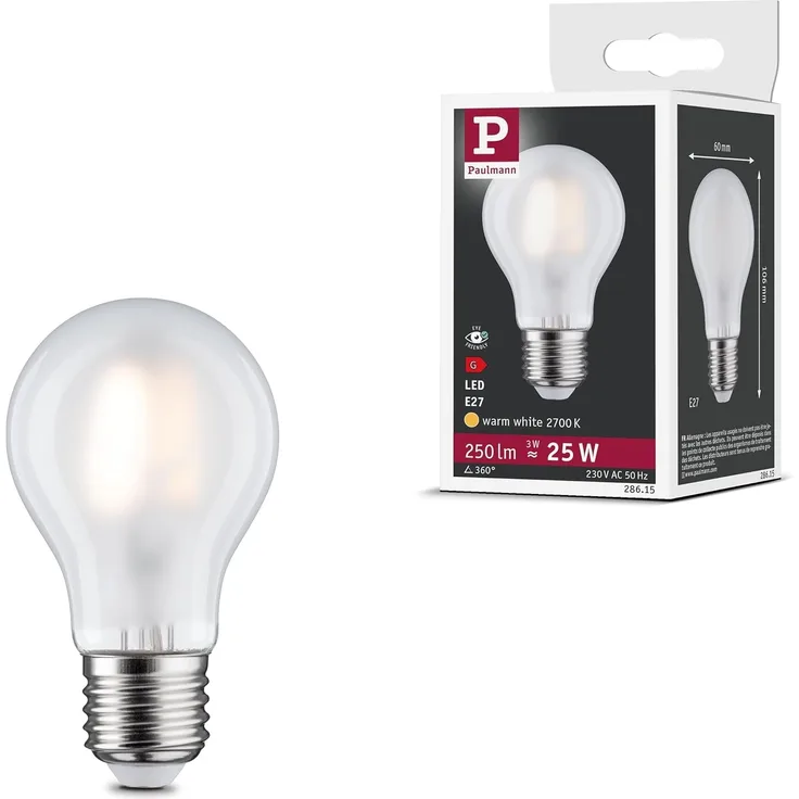 Paulmann 28615 LED Standardform 3 Watt E27 Matt Warmweiß