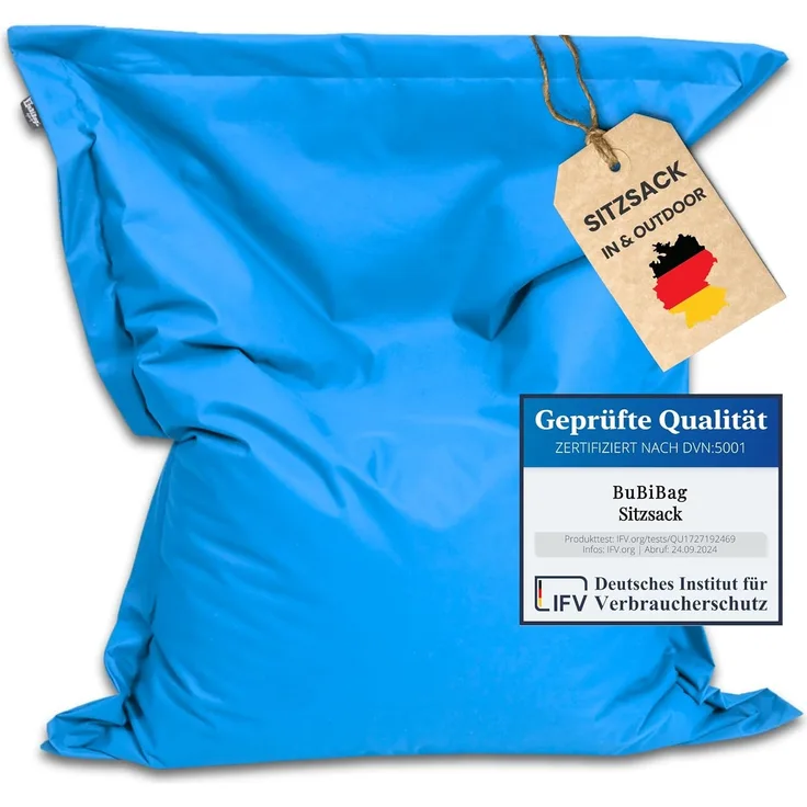 BuBiBag XXL Sitzsack, Outdoor Sitzsäcke für Kinder und Erwachsene, Bodenkissen Beanbag Fatboy wetterfest (Königsblau 190x145 cm)