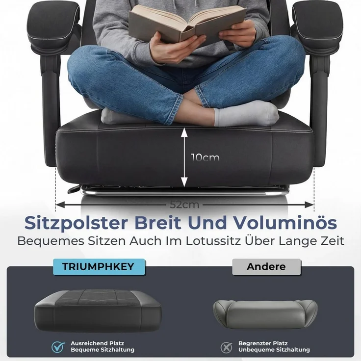 HOMALL Gaming-Stuhl mit Federkern,Atmungsaktiver Stoff, Komfort für Büro & Gaming, gaming stuhl mit Fußstütze,breites & dickes Sitzpolster – Bild 3