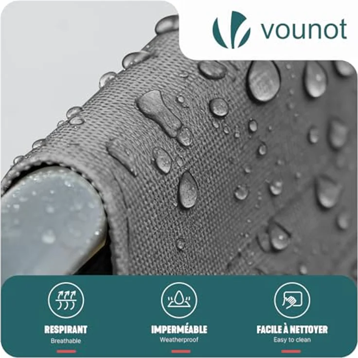 VOUNOT® Sonnenliege Klappbar, Gartenliege mit Dach und 4-Fach Verstellbarer Rückenlehne, Leichte Strandliege für Garten, Terrasse, Camping, Pool & Strand, Grau – Bild 6