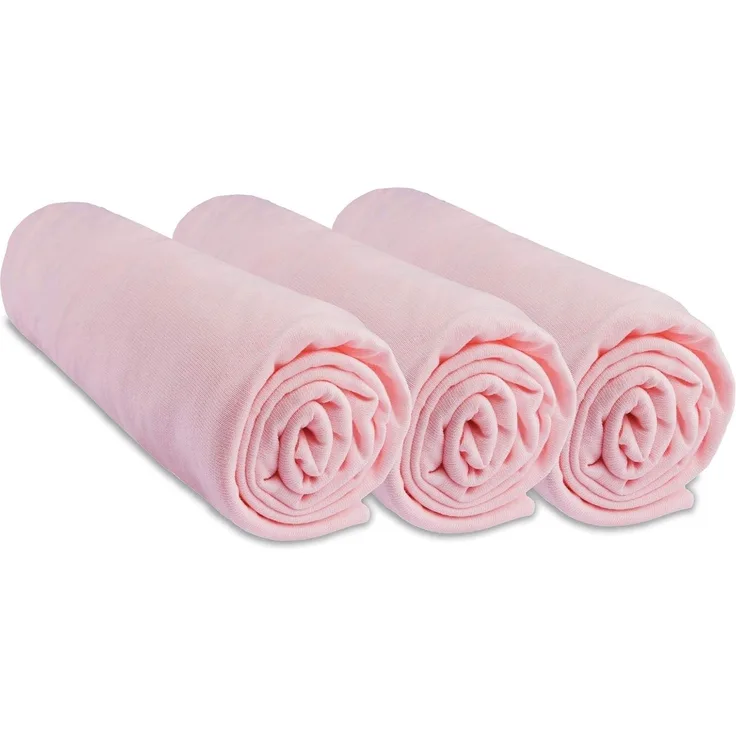 3 Spannbetttücher Baumwolle für Kinderbett 60x120 – Rosa