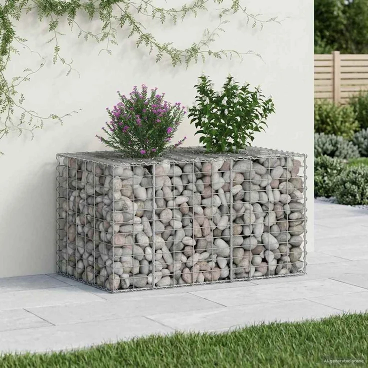 vidaXL Gabionen-Hochbeet 100 x 60 x 55 cm Verzinkter Stahl Silber 42033321 – Bild 1