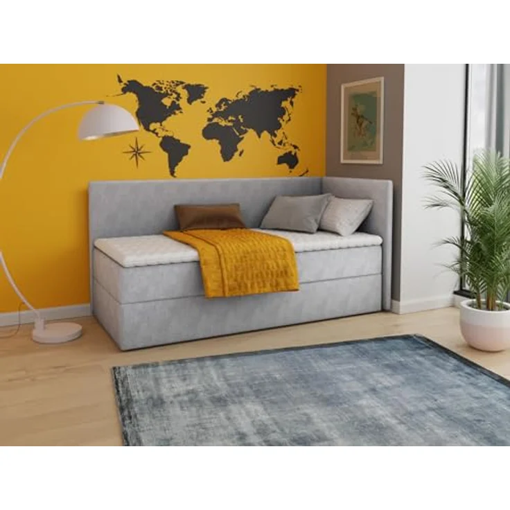 SILAPE Boxspringbett Flame, Einzelbett mit Bettkasten, Bonell-Matratze und Topper, grau (Paros 05), 90 x 200 cm – Bild 2