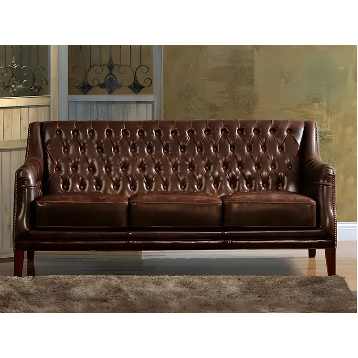 Ledersofa 3-Sitzer COLBERT - Braun