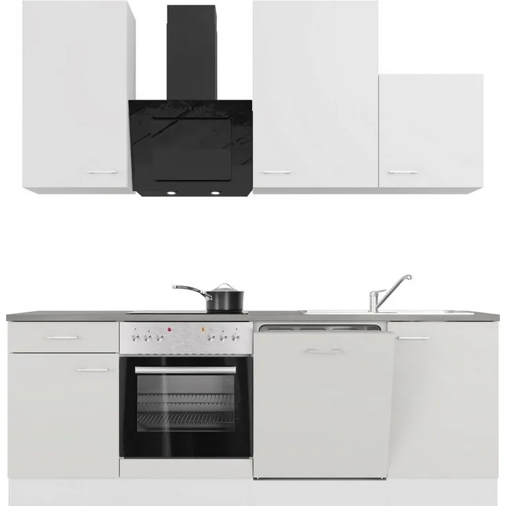 Flex-Well Küchenzeile Lucca, mit E-Geräten, Breite 220 cm, in vielen Farbvarianten erhältlich