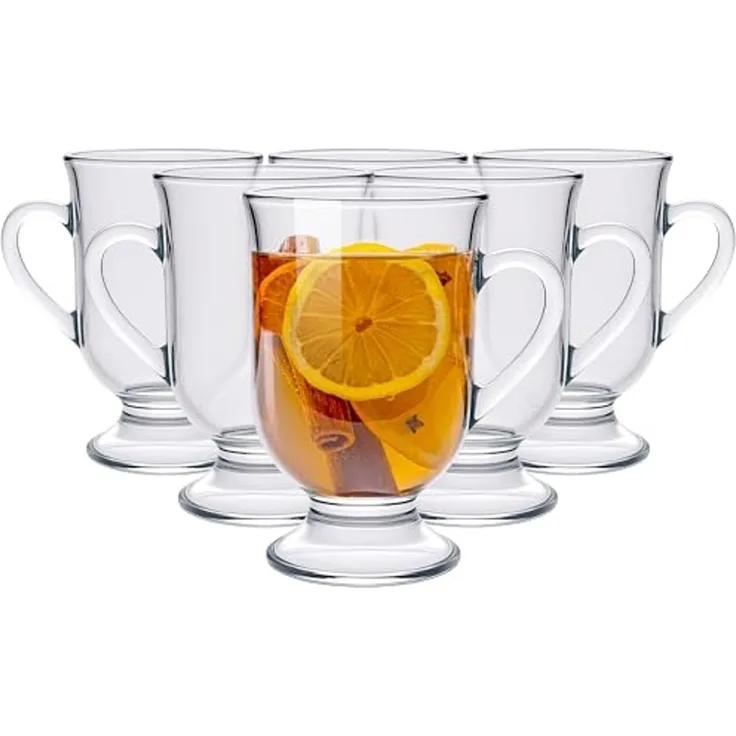 KONZEPT Gläser-Set Kaffeetassen 6-teilig – 420 ml, ideal für Kaffee, 6-tlg, aus Glas mit Henkel, hitzebeständig & spülmaschinengeeignet