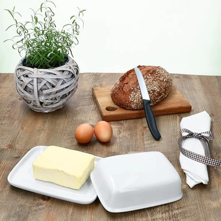 van Well Butterdose Van Well Avanti Butterdose mit Deckel weiß für 250g Butter-Schale, Porzellan – Bild 2