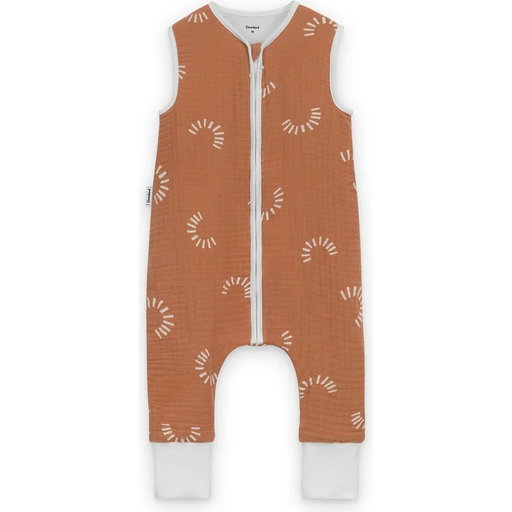 Ehrenkind® Baby Sommerschlafsack mit Füßen Musselin | aus weicher OEKO-TEX zertifizierter Bio-Baumwolle | Sommer Baby Schlafsack 1 TOG Gr. 70 Farbe Zimt Gemustert – Bild 1
