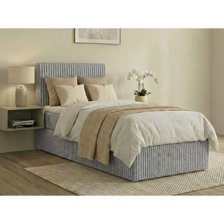 Boxspringbett RALF 200 x 200 cm mit Bettkasten, Topper und gepolstertem Kopfteil. Farbe: Beige, Härtegraden: H2 , Topper: T25-Topper – Bild 1