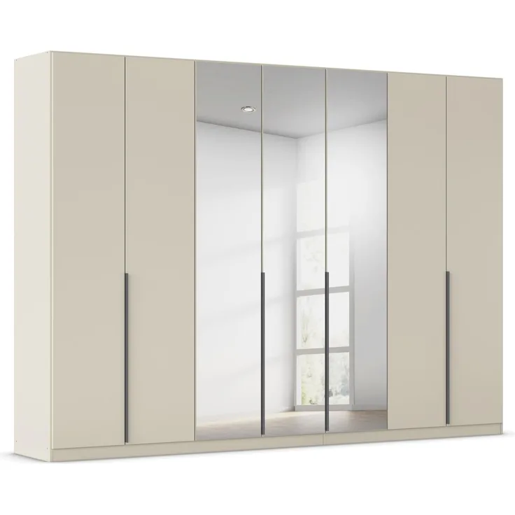 Rauch Möbel Alabama, Kleiderschrank für Schlafzimmer, Kinderzimmer, Wohnzimmer, Garderobe, Flur, 7-türig, Spiegel, mit Zubehör Premium, Farbe Beige, Breite 315 cm