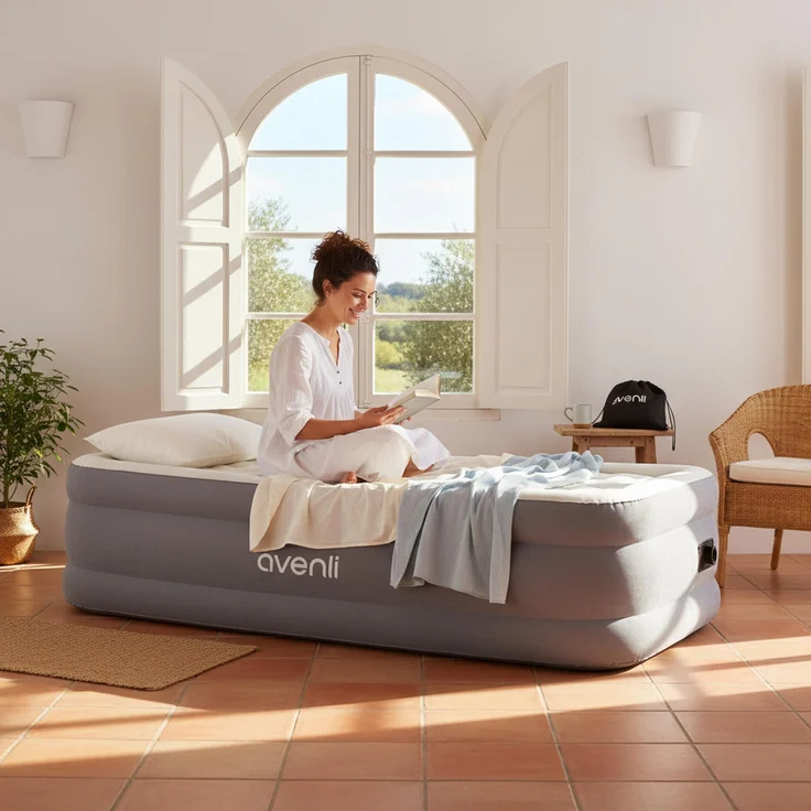 Avenli selbstaufblasende Luftmatratze / Luftbett 191 x 99 x 46 cm mit eingebauter Pumpe – Bild 2