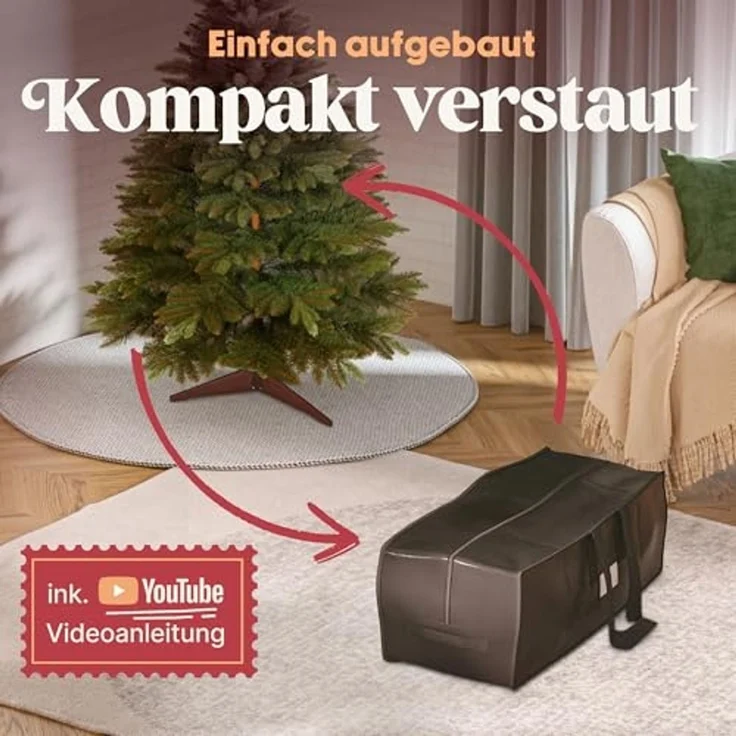 Premium Weihnachtsbaum künstlich 90cm -TESTSIEGER - Naturgetreu, dichte Zweige, Künstlicher Weihnachtsbaum mit Holzständer und Aufbewahrungstasche – Tannenbaum künstlich von Pure Living – Bild 5