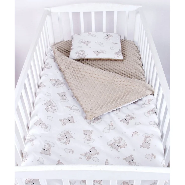 Babydecke BABYLUX Babydecke Krabbeldecke MINKY Kuscheldecke 75x100 cm+KISSEN, BabyLux, K138 - Bären – Bild 5
