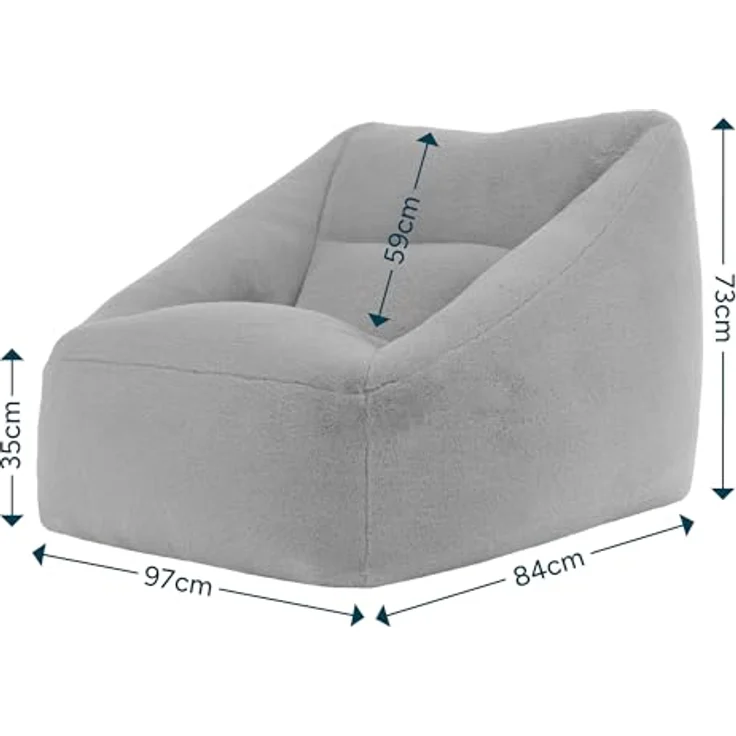 Icon Natalia Sitzsack Sessel für Erwachsene, Mokkabraun, Flauschiger Kaninchen Kunstfell Stoff, Riesen Sitzsack mit Füllung, Bean Bag Chair, Bequemer Sessel Wohnzimmer, Lounge, Schlafzimmer, Büro – Bild 4