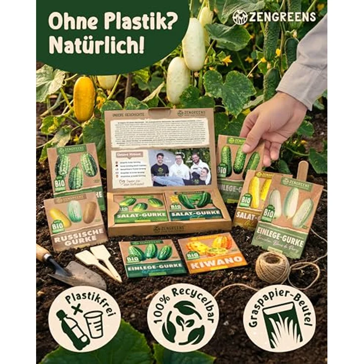 ZenGreens® - Bio Gurkensamen im 12er Set - 12 Gurken Samen für den einfachen Anbau im Garten, Balkon oder Hochbeet - Pflanzensamen - Saatgut – Bild 4