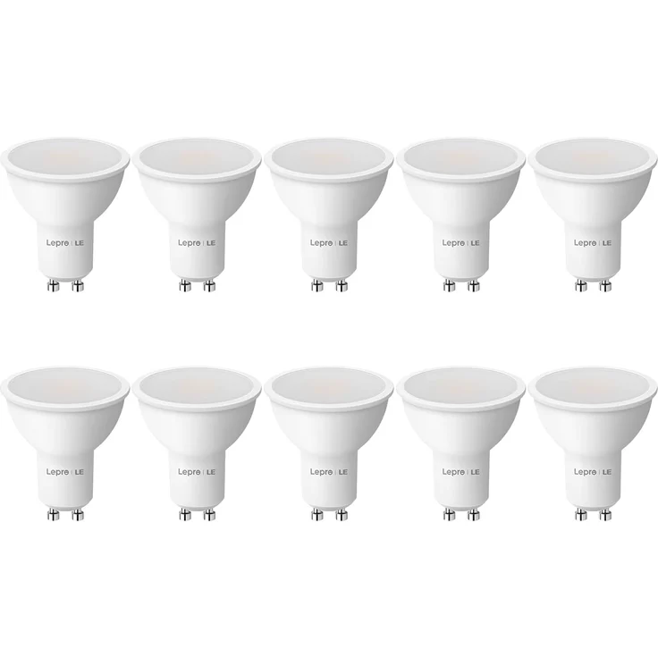 Lepro GU10 LED Warmweiss 4W Lampe, 2700K Warmweiß, 345 Lumen, 100° Abstrahlwinkel, Dimmbar Reflektorlampe, Energiesparendes LED Leuchtmittel für Wohnzimmer, Küche, Schlafzimmer, 10 Stück – Bild 1