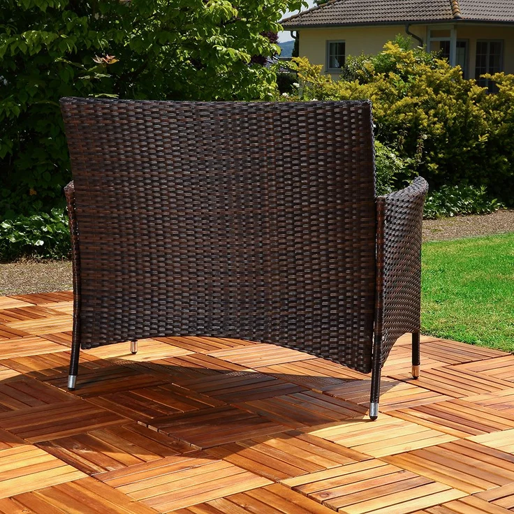 Gartenbank Sitzbank Rattanbank Polyrattan Sitzpolster Sitzbezug Outdoor braun – Bild 4