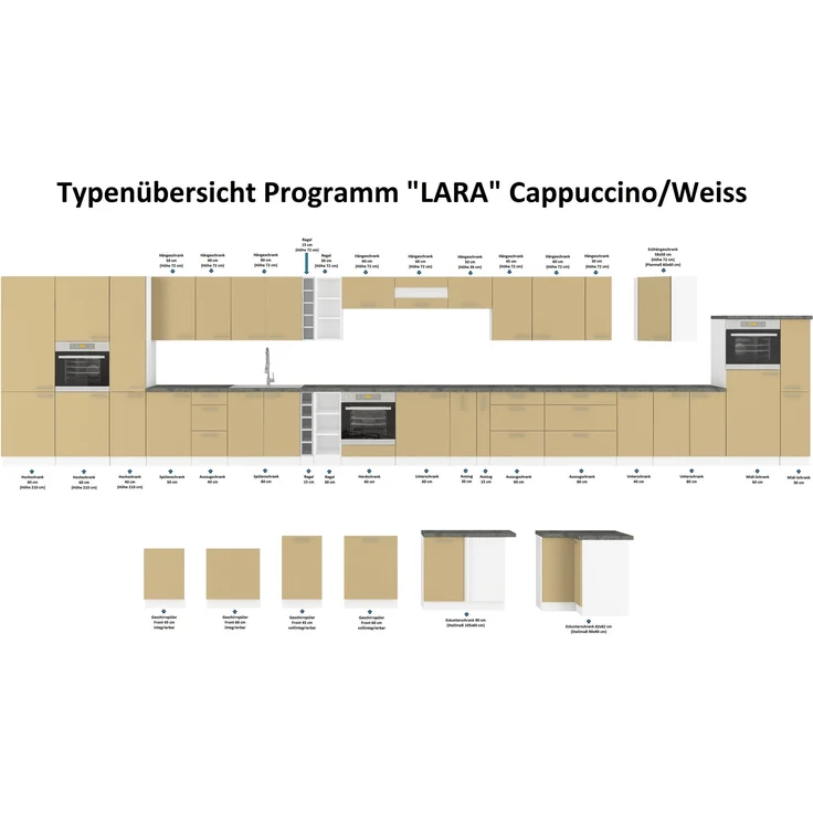 Frontblende Geschirrspüler integriert 60 cm Cappuccino Hochglanz Küche Lara – Bild 2