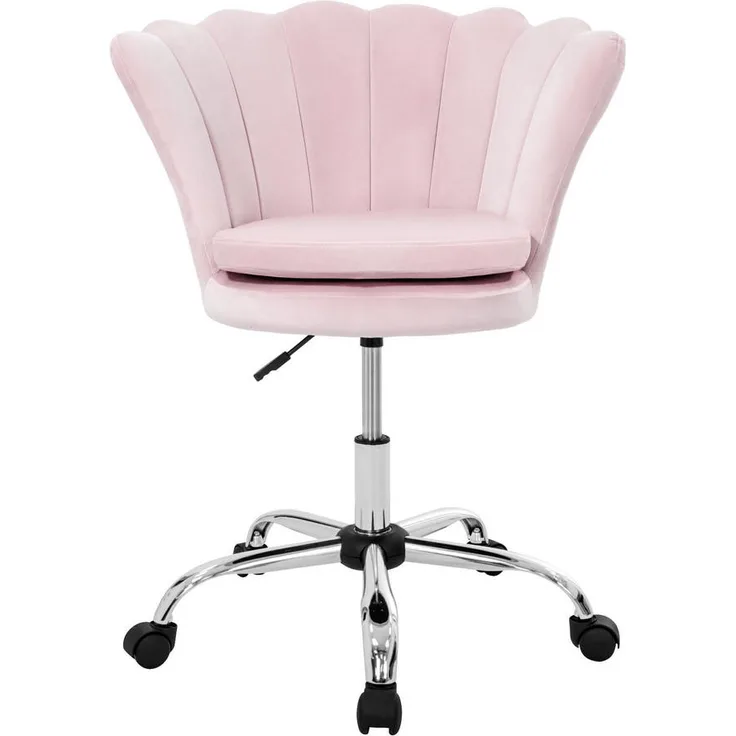 ML-DESIGN Drehstuhl, Hellrosa, ergonomisch mit Samtbezug und Muschel-Design, 68x90x68 cm, höhenverstellbar