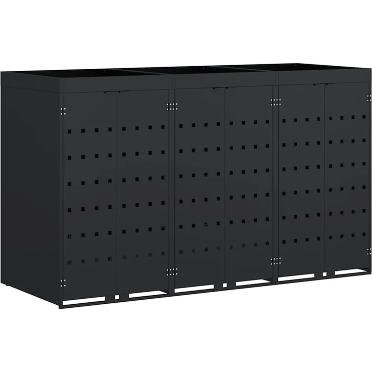 vidaXL Wagenmüllbehälter für 3 Behälter Schwarz 204 x 77,5 x 121,5 cm 3394739 – Bild 2