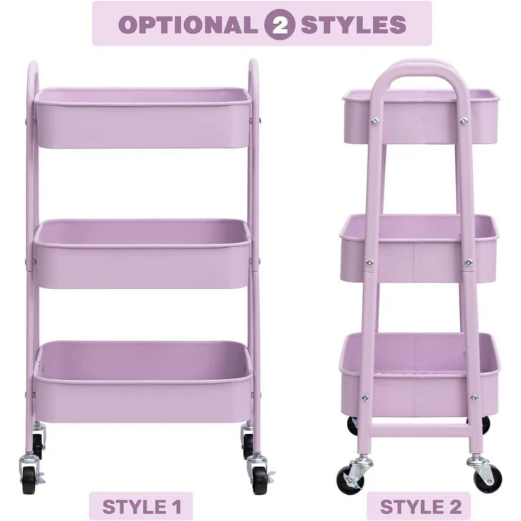 DOEWORKS Küchenwagen 3-Etagen Metall Utility Cart, Rollwagen Organizer für Küche – Bild 8