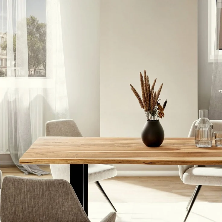 Liadomo Baumkantentisch Sammy, Esstisch, Esszimmertisch, Massivholztisch, Platte mit natürlicher Baumkante, wählbare Größen und Metallgestelle – Bild 2