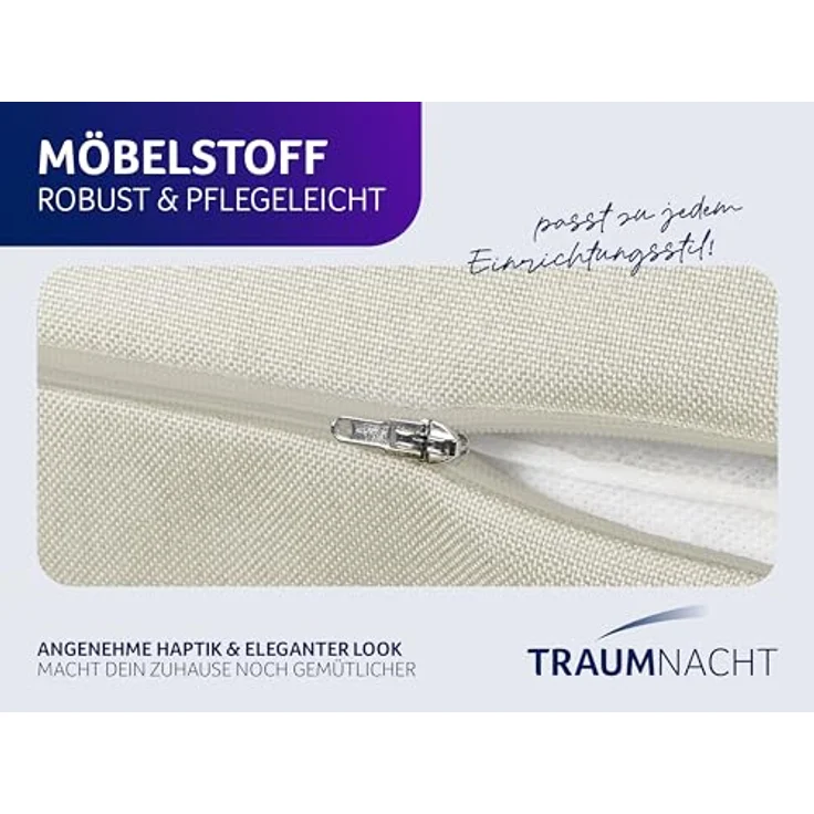 Traumnacht Cozy Rückenkissen, Lesekissen, 70x40 cm beige, abnehmbarer, waschbarer Bezug aus 100% Polyester, praktisches Seitenfach, Öko-Tex zertifiziert, produziert nach deutschem Qualitätsstandard – Bild 5