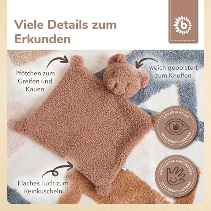 BIECO Schnuffeltuch Bieco Schmusetuch Bär Mika aus Bouclé – Bild 4