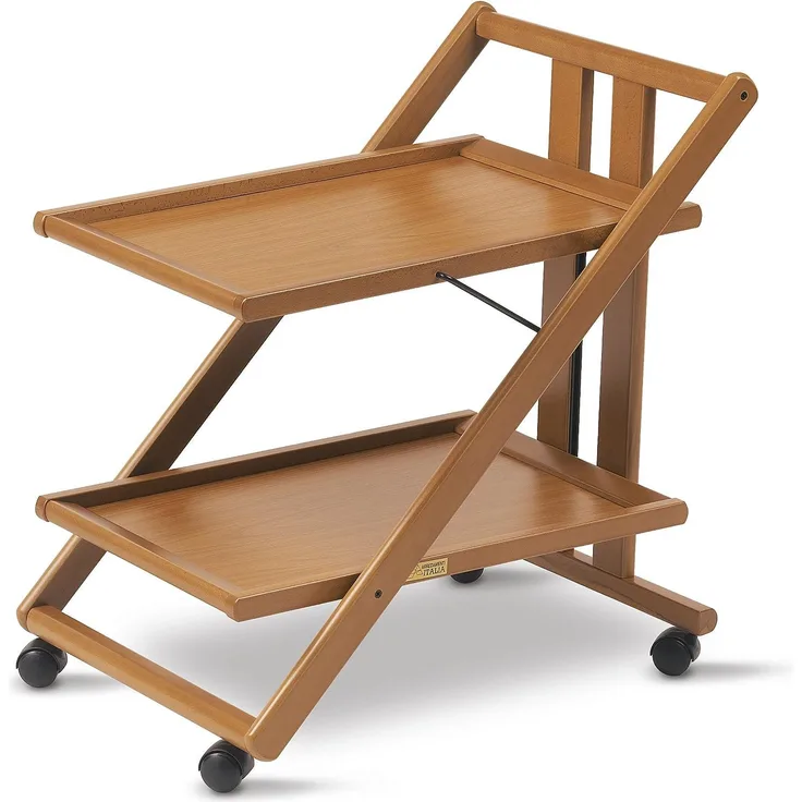 ARREDAMENTIITALIA Arredamenti Italia Servierwagen GIMMY, Holz - Zusammenklappbar - 2 Ablageflächen - Elegant - Farbe: Kirsche Holz AR-It il Cuore del Legno