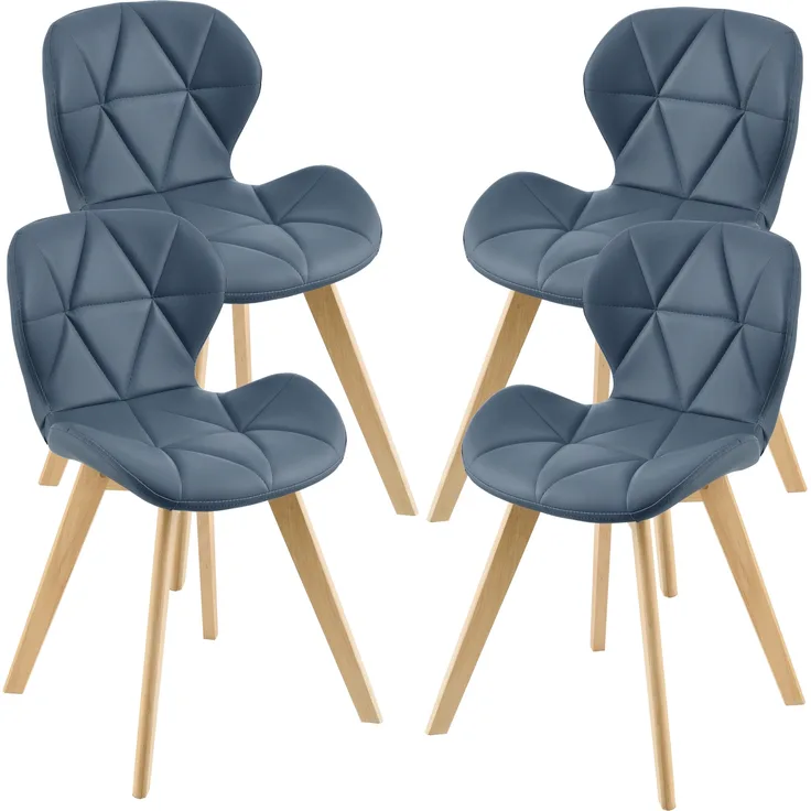 Esszimmerstuhl Älmhult 4-er Set 78x47x52 cm Kunstleder Blau [en. casa]