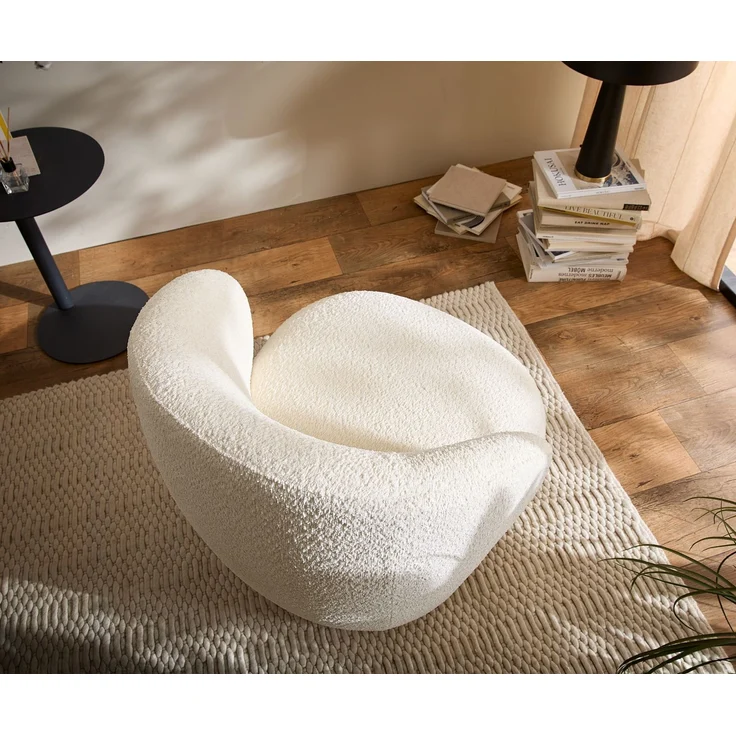 Loungesessel Pulo 80x80 cm Bouclé Weiß – Bild 1