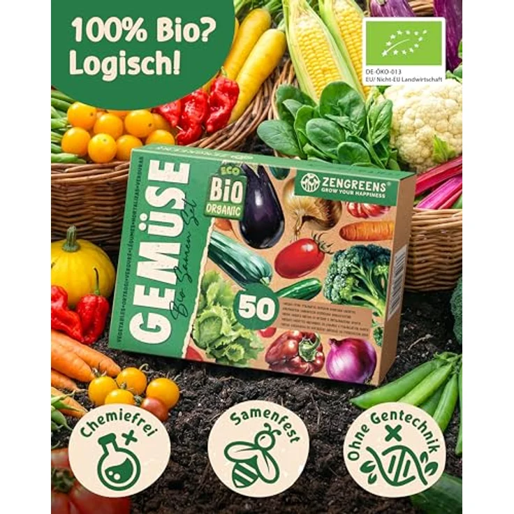 ZenGreens® - Bio Gemüsesamen im 50er Set - 50 Gemüse Samen für den einfachen Anbau im Garten, Balkon oder Hochbeet - Pflanzensamen - Saatgut – Bild 4