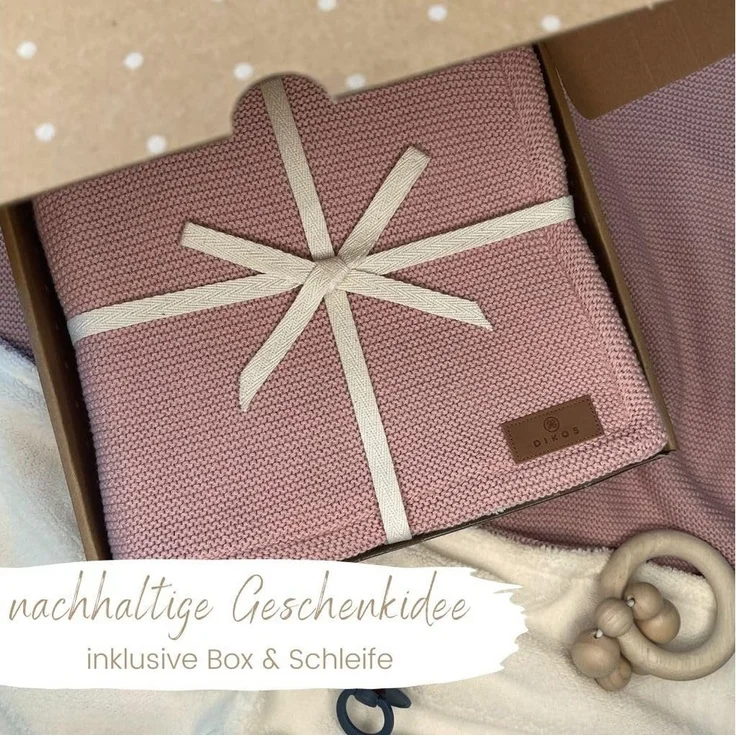 Babydecke Winterdecke Neugeborene Baumwolle/ Fleece OEKO-TEX® Kinderwagendecke, DIKOS, PREMIUM Qualität, ALTROSA/GRAU, warm, kuschelweich, Babygeschenk – Bild 2