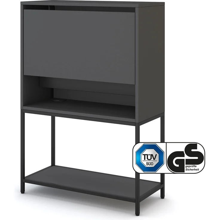 ASSMANN Sekretär Cubas Basic Schwarz 80x36x116cm Metall Holz – Bild 1