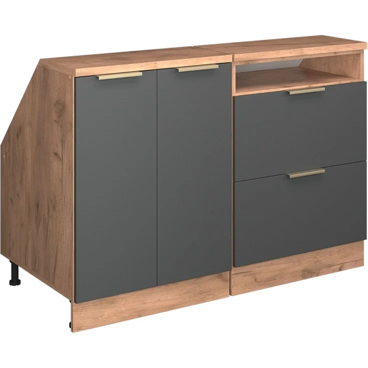 Küchenschrank für Dachschrägen R-Line Anthrazit-Gold 120 cm 2er Set Schrankkorpuss 60 cm Tiefe Vicco – Bild 1
