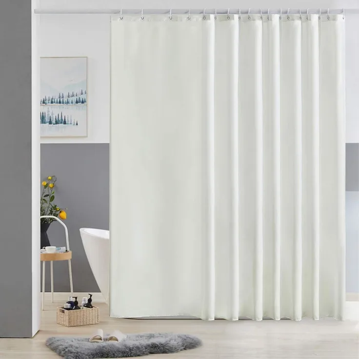 Duschvorhang Überlänge Beige Stoff Antibakteriell Wasserdicht 275x180cm