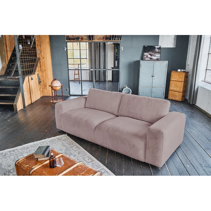 KAWOLA Sofa BODHI 3-Sitzer Cord rosa 80 x 110 x 242 cm – Bild 5