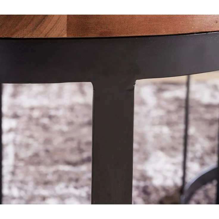 Wohnling Satztisch, Beistelltische 2er Set, Sheesham Massivholz/Metallgestell, Landhausstil – Bild 9